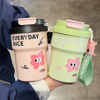 Gobelet isotherme personnalisé réutilisable à double paroi en acier inoxydable 316, tasse de voyage à café avec couvercle, paille et cordon