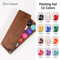 Gel UV Naturel Crème Gel Solide 12 Couleurs Gel de Peinture à Haute Pigmentation Gel Spécial pour la Peinture des Ongles Gel de Peinture pour Nail Art