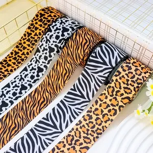 Factory Custom African Animal Fur Patterns Ribbons Heat Transfer Grosgrain Ribbon