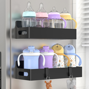 Organizador de Estante Lateral para Refrigerador, Cesta de Almacenamiento Magnética sin Perforaciones, Juego de Estantes para Especias de Plástico con Ganchos para Refrigerador - Product Image 2