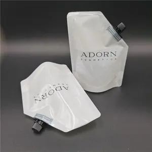 100ml 3.5 Oz Plastic Spout Bags Liquid Refills Stand Up Packaging Pouch With Corner Spout For Clay Body Scrub Cream