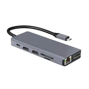 Station d'accueil multifonction universelle pour ordinateur portable MST 12 en 1 adaptateur Hub USB C Triple affichage HDTV DP Ethernet, Audio, 4 Ports USB