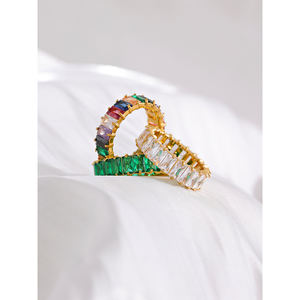 Женское кольцо из нержавеющей стали с фианитом, 18 карат - Product Image 4