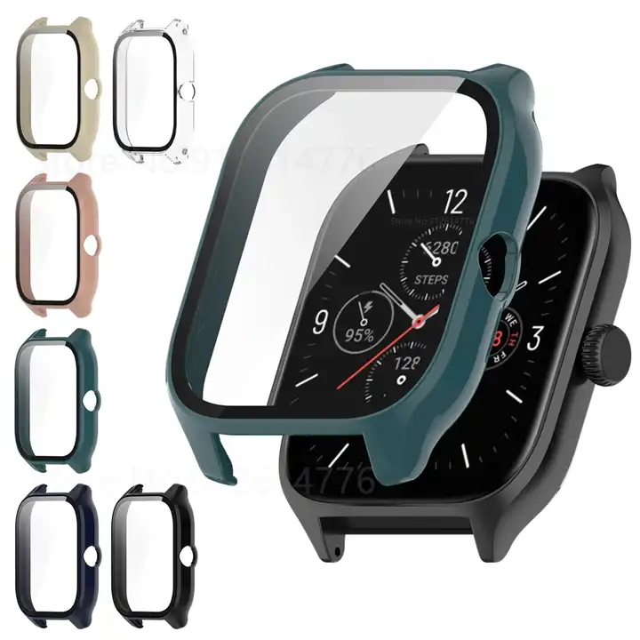 For Amazfit GTS 4 Mini PC Case+Tempered Glass Smart Watch Screen
