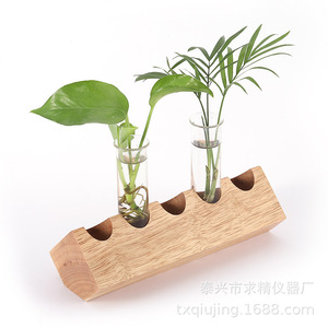 Seeking Excellence Glass Hydroponic Test Tube Vase Wooden Rack For Pothos Plant Desktop Ornament - Product Image 5
