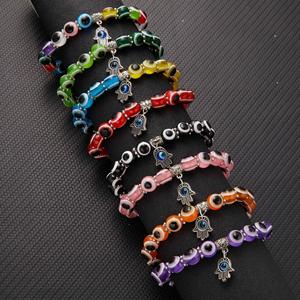 Nuovo Braccialetto Portafortuna alla Moda, Gioiello Fatto a Mano con Occhio Blu e Palma di Fatima, Bracciale Turco Contro il Malocchio per Donne - Product Image 1