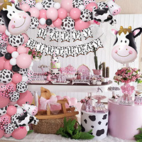 Kit de décoration pour Halloween sur le thème des animaux de la ferme : toile de fond en latex, nappe de fête champêtre, arche de ballons, guirlande, pour photographie et baby shower