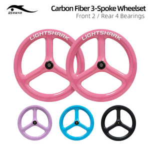Roue de vélo légère et robuste en fibre de carbone de 20 pouces avec frein à disque avant/arrière à <span class=keywords><strong>trois</strong></span> pales et finition brillante - Product Image 1