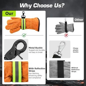 Support de gants en nylon avec boucle métallique, réflecteur de lumière, crochets antidérapants pour le cyclisme, la randonnée en plein air et les pompiers - Product Image 4