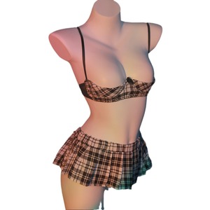 Lemon Story Lingerie <b>Set</b> Bra And Briefs Two Piece <b>Sexy</b> Plaid Uniform Women's Underwear 9032 - Product Image 4