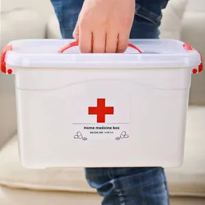 Large Capacity Double-layer Plastic Medical Kit with Folding Design for <strong>Household</strong> First <strong>Aid</strong> and Multi-Purpose Medicine Storage - Product Image 4