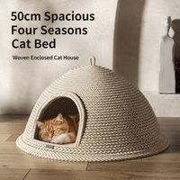 Lit pour chat tissé multifonctionnel, nid semi-fermé et sûr, adapté à toutes les saisons, fournitures pour petits animaux de compagnie