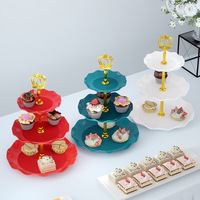 Table en plastique à 3 niveaux Dessert Cup Cake Table Stand pour la décoration de gâteaux de mariage de fête