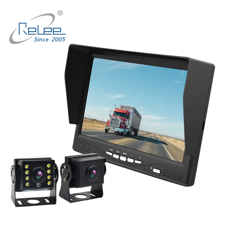 Monitor traseiro do carro veículo, monitor lcd 7 polegadas, hd 720p, suporte de tela, ônibus, caminhão, reboque, rv, camper, 2 peças, câmera traseira RLDV-V788L, 1 ano