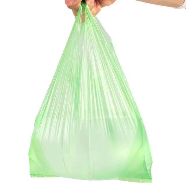 Biodegradável obrigado colete t -shirt saco de compras plástico