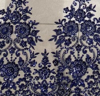 Tela de Encaje con Cuentas de Alta Calidad para Vestidos de Novia, Bordado de Doble Cara con Lentejuelas y Cuentas a Máquina, para Niñas