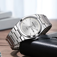 Nuevo Reloj de Pulsera de Cuarzo para Hombre, Estilo Casual de Negocios, con Correa de Acero Inoxidable y Punteros Luminosos