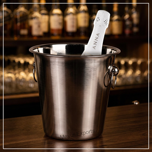 Luxury Quality Durable Stainless Steel Metal Wine <b>Cooler</b> Polished Ice Bucket 5L Capacity Classic Floral Design Bar Hotel Use - Product Image 4