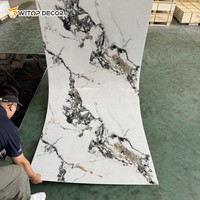 Losa de Mármol de PVC de Alto Brillo de 1220 x 2440 x 3 mm para Decoración de Paredes Interiores