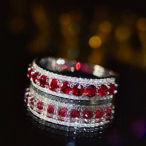 Sgarit Tinh Tế Cổ Điển Nhiều Vòng Hồng Ngọc Kim Cương Nhẫn Trang Sức 18K Vàng Tự Nhiên 1.2ct Đá Quý Màu Đỏ Nhẫn - Product Image 3