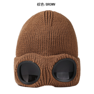 Unisex <b>Men</b> Women Knitted <b>Hat</b> with Goggles Windproof <b>Winter</b> Warmer Ski Beanies Soft Warm Anti-slip Ear Protection Garros - Product Image 5