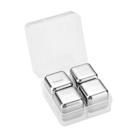 Cubes de glace réutilisables carrés en acier inoxydable 304, pierres à whisky en métal pour refroidir le vin, les cocktails et les boissons