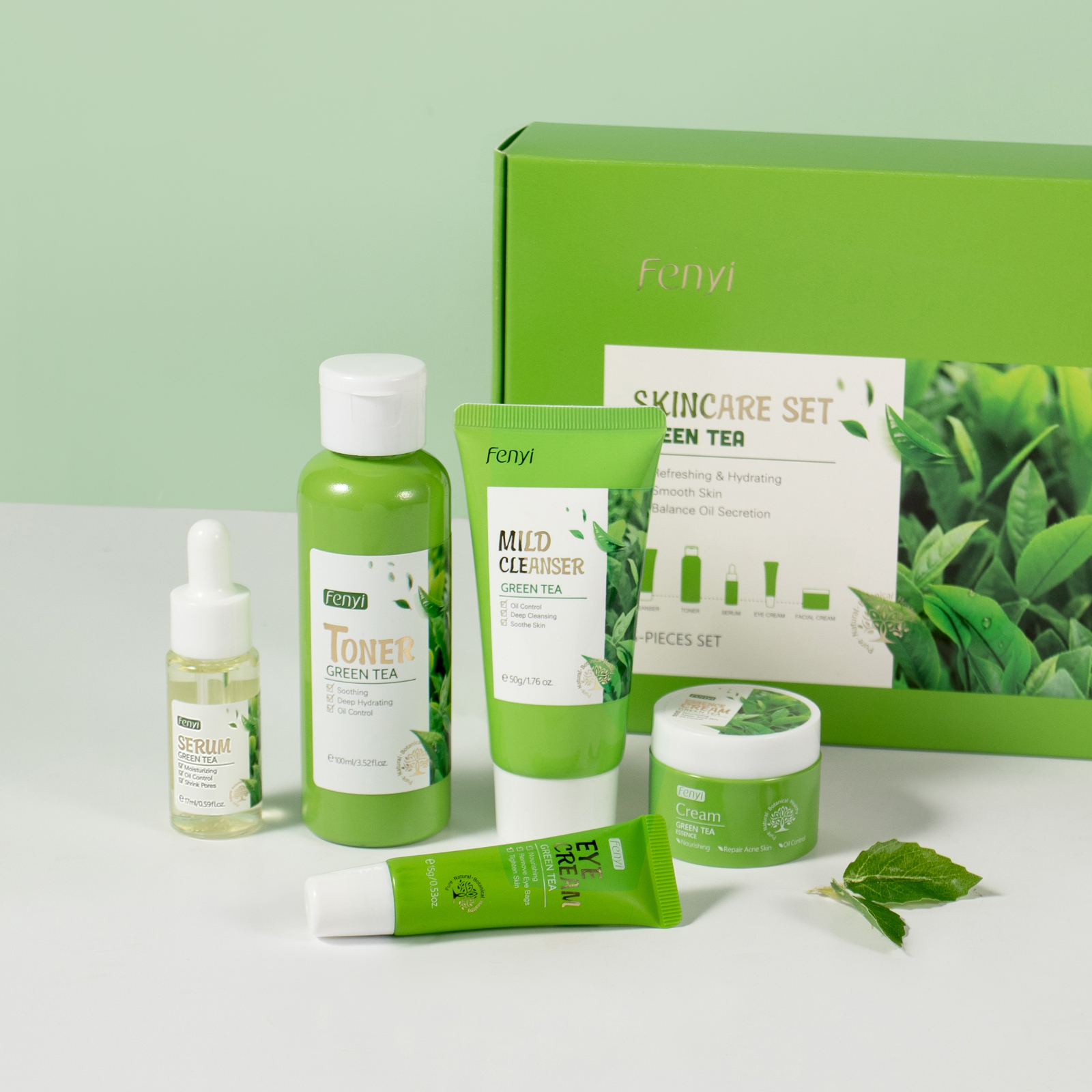 Whitening Essence & Green Essence セット Fenyi Green Tea Skincare Set - Anti-Aging & Moisturizing