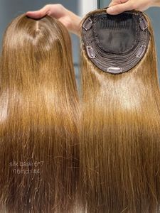 2024 nouveau Design 13A qualité soie Base Balayage cheveux Topper droite perruques brutes avec peigne pour la perte de cheveux femmes blanches en cheveux humains - Product Image 4