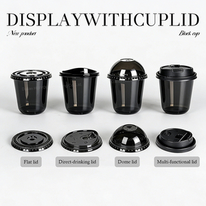 Nouvelles tasses à café en <span class=keywords><strong>plastique</strong></span> compostable <span class=keywords><strong>noir</strong></span> PLA PET, tasses en <span class=keywords><strong>plastique</strong></span> jetables transparentes, tasses en <span class=keywords><strong>plastique</strong></span> rigides scellées avec couvercle, logo personnalisé - Product Image 4