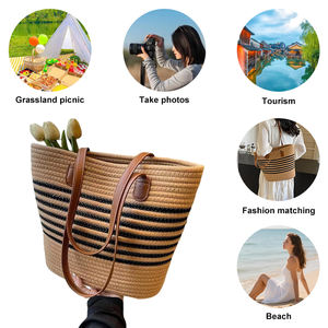 Модные плетеные пляжные сумки из ротанга прочные большие богемные летние пляжные соломенные полотенца Сумка-тоут - Product Image 4