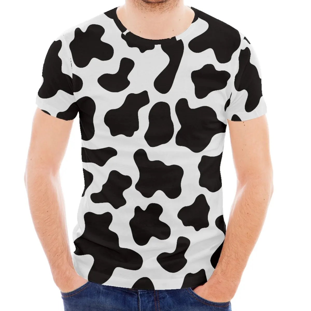 Manufacturer Clothing Summer T-shirt For Men Short SleeveLeopard Cow Print T-shirts Custom Print Men's Clothing Plus Sizes