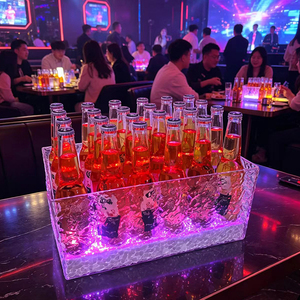 Seau à champagne <span class=keywords><strong>en</strong></span> plastique personnalisé avec logo, seau à glace carré <span class=keywords><strong>en</strong></span> acrylique, refroidisseur LED à 7 couleurs pour KTV Club - Product Image 3
