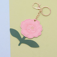 Porte-clés créatif en cuir imprimé pivoine, accessoire de style chinois pour vêtements et jeans, garniture décorative Modèle 1901 Fleurs