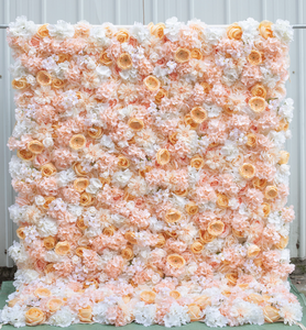 Panel de Flores Artificiales de Aluminio y Hierro, Color Blanco/Rosa, 8FTx8FT, Sistema Modular Resistente, Fácil de Transportar, Decoraciones para Bodas - Product Image 2