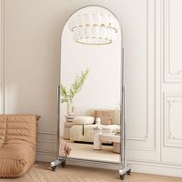 Cadre décoratif moderne en acier inoxydable fait à la main roues de miroir de sol amovibles pour la maison hôtel magasin de vêtements danse mariage