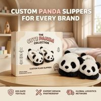 Chaussons personnalisés en peluche Panda en coton PP, doux et anti-stress, pour la promotion de marque, faible MOQ, OEM