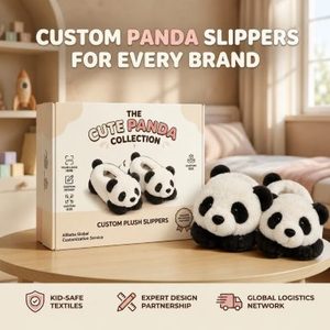 Pantuflas de Peluche Personalizadas de <span class=keywords><strong>Panda</strong></span> de Algodón PP, Zapatillas Suaves de Animales de Peluche para Aliviar el Estrés, Ideales para Promoción de Marca, Bajo MOQ, OEM - Product Image 6