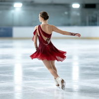 Robe de danse asymétrique rouge bordeaux pour enfants et adultes, avec strass et franges, jupe superposée, pour spectacle de patinage artistique