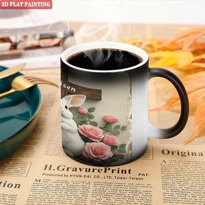 Mug personnalisé à changement de couleur thermique, noir givré, 11 oz, en céramique, pour sublimation - Product Image 5