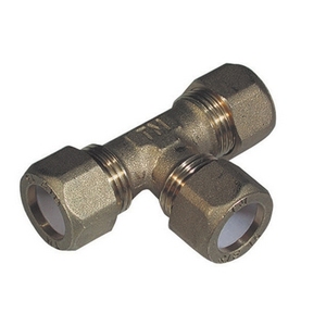 Conector en T con Tres Tuercas para Cobre 1/2 X 14 con Revestimiento de Teflón para Fontanería - Product Image 1