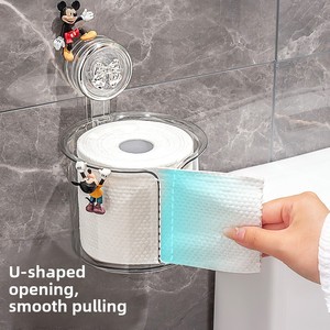 Boîte de rangement pour papier toilette en plastique avec ventouse, support de rouleau de papier pour salle de bain sans perçage, porte-mouchoirs - Product Image 4