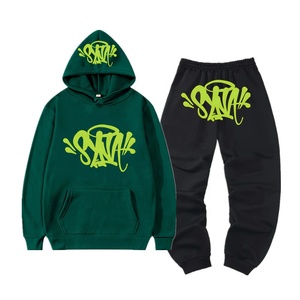 Ensemble sweat à capuche et pantalon SynaWord pour homme, style décontracté automne, 100 % coton, style hip-hop, mode urbaine, design imprimé tricoté - Product Image 2