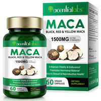 Acentiallabs Vegan1500mg Capsules d'extrait de racine de maca noir rouge jaune Capsules de complément à base de plantes de marque privée Boost Energy Maca