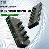 Xtuga EH06 Professional Monitor Splitter Mini Stereo Audio 6 Channel Headphone Amplifier Audio Amp Dengan Kontrol Untuk DJ Studio
