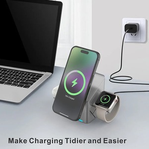 Innovador <span class=keywords><strong>Cargador</strong></span> Inalámbrico Magnético 3 en 1 Plegable Automático de 15W para <span class=keywords><strong>Apple</strong></span> Watch, iPhone 16 Pro Max, 15, 14, 13 y Airpods - Product Image 2
