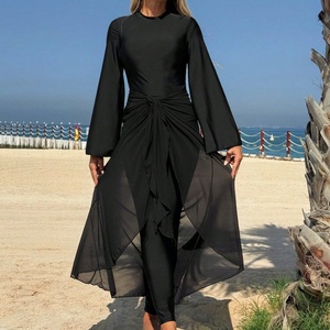 Nouvel ensemble de maillot de bain trois pièces <span class=keywords><strong>Ezan</strong></span> noir uni non tissé, protection solaire, sexy et style club, couvrant entièrement le corps, pour femme, style moyen-oriental - Product Image 4