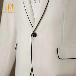 Costume d'hôte à simple boutonnage pour hommes de <span class=keywords><strong>grande</strong></span> <span class=keywords><strong>taille</strong></span> Costume de chanteur de scène pour la réunion annuelle de fête Ensemble de robe de maître de cérémonie à l'avant plat - Product Image 4