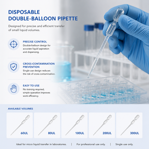Pipeta de Transferencia Desechable Degao de Doble Balón, Graduada, de LDPE, 60ul, 80ul, 100ul, 200ul, 300ul, para Transferencia de Líquidos de Laboratorio - Product Image 2