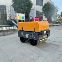 Rouleau de route 0.5ton-0.8ton construction 1t double tambour rouleaux diesel essence marche-derrière vibrant asphalte compacteurs de route prix