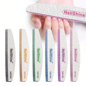 <span class=keywords><strong>Lime</strong></span> à ongles double face professionnelle, épaisse et résistante, en forme de demi-lune, pour manucure, avec papier de verre et fonction polissoir - Product Image 1